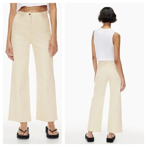 Aritzia Wilfred Free Entrance Wide Leg Pant High Waisted Stretch Beige Women's 8 - Picture 1 of 7